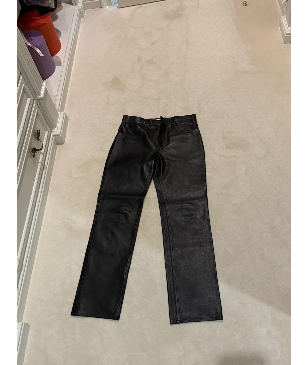 CELINE Черные кожаные прямые брюки, фото 6
