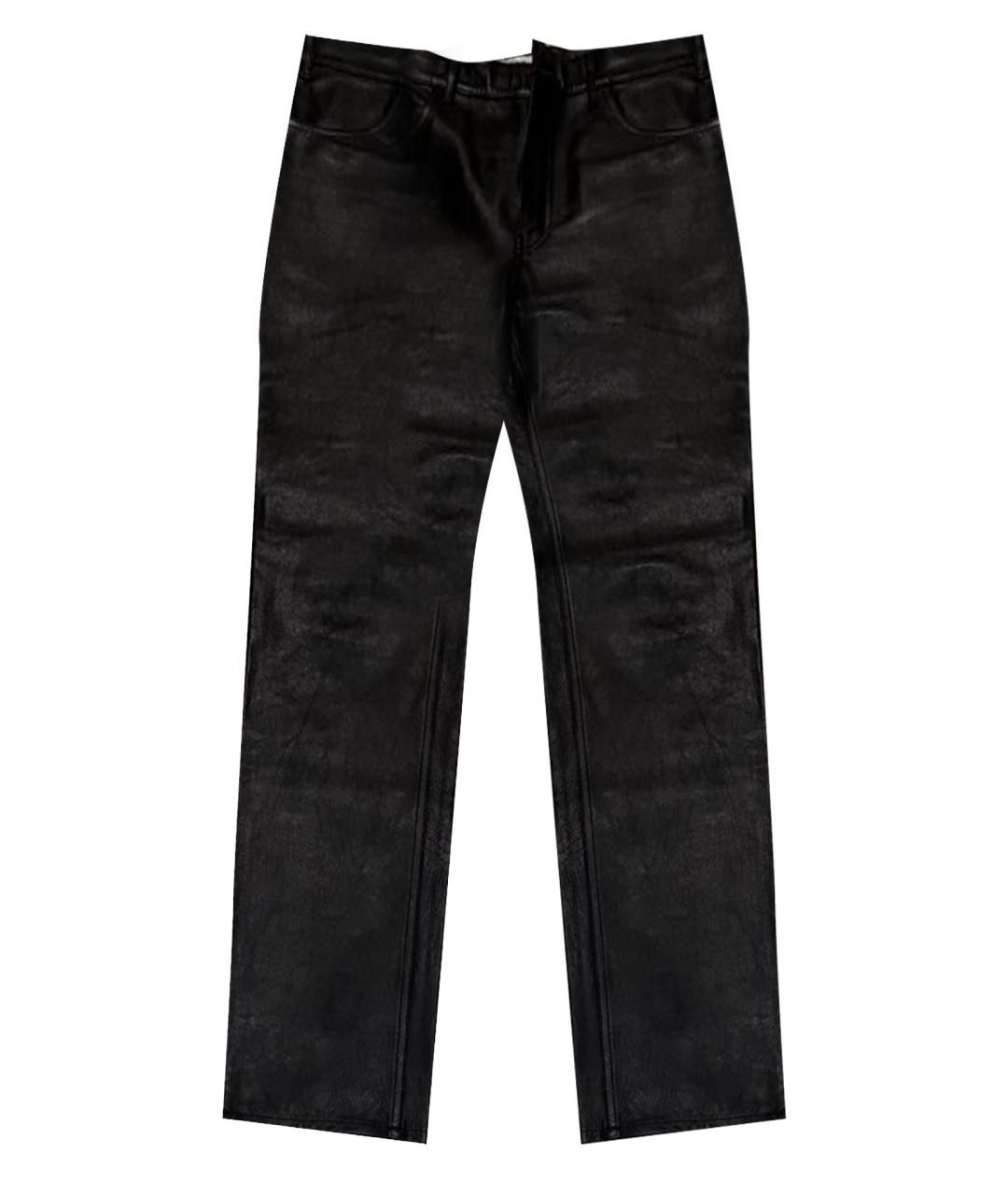 CELINE Черные кожаные прямые брюки, фото 1