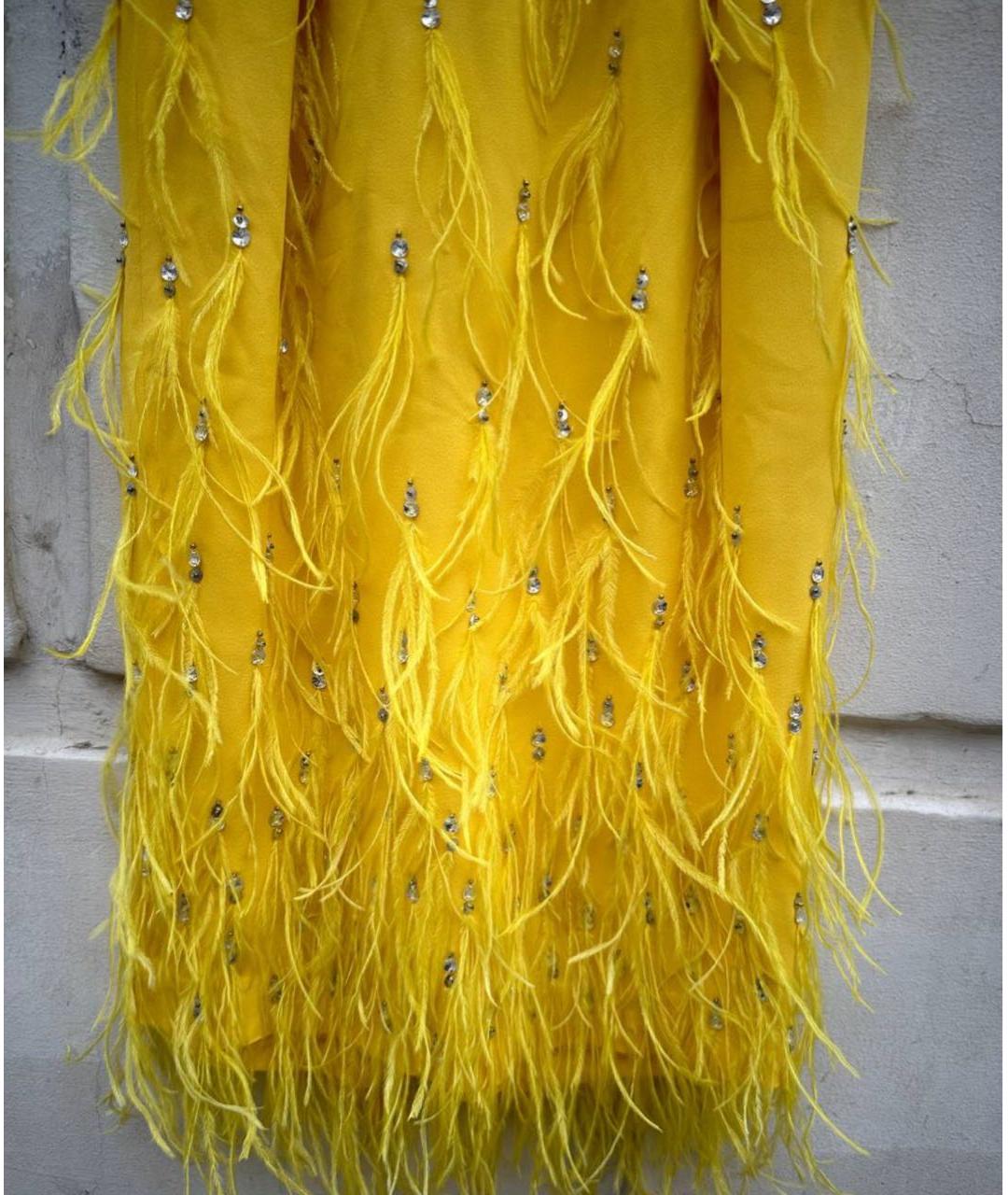 DRIES VAN NOTEN Желтая шелковая юбка миди, фото 3