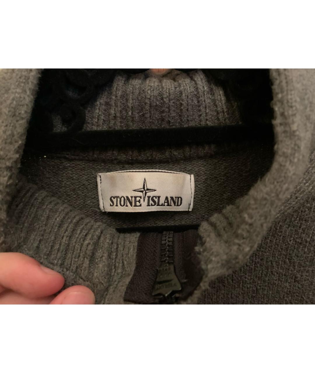 STONE ISLAND Серый хлопко-эластановый джемпер / свитер, фото 3