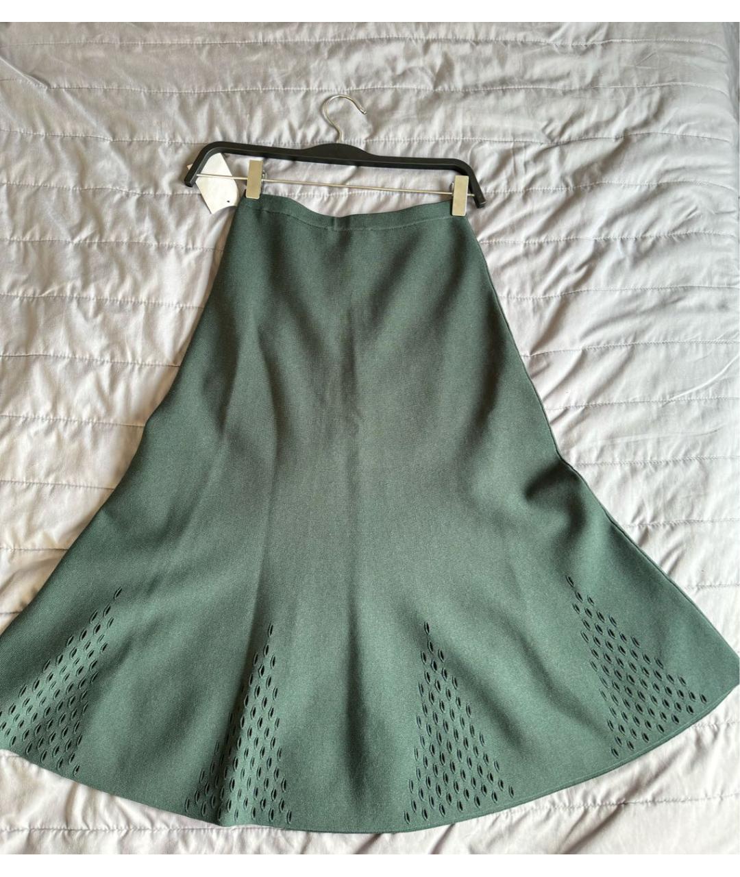 SANDRO Зеленая вискозная юбка миди, фото 2