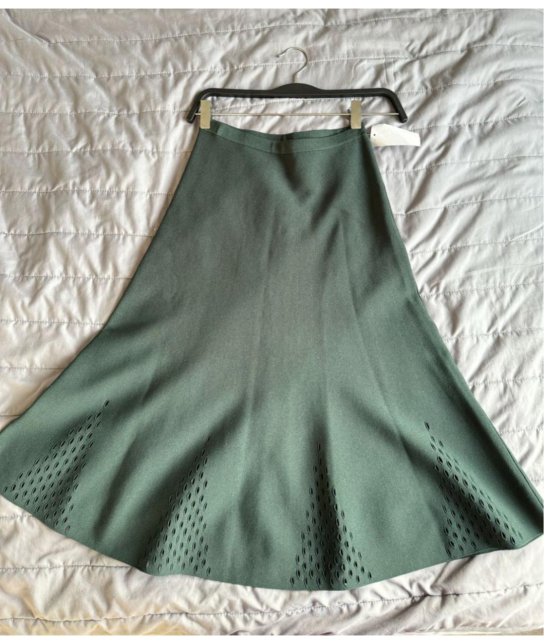 SANDRO Зеленая вискозная юбка миди, фото 7