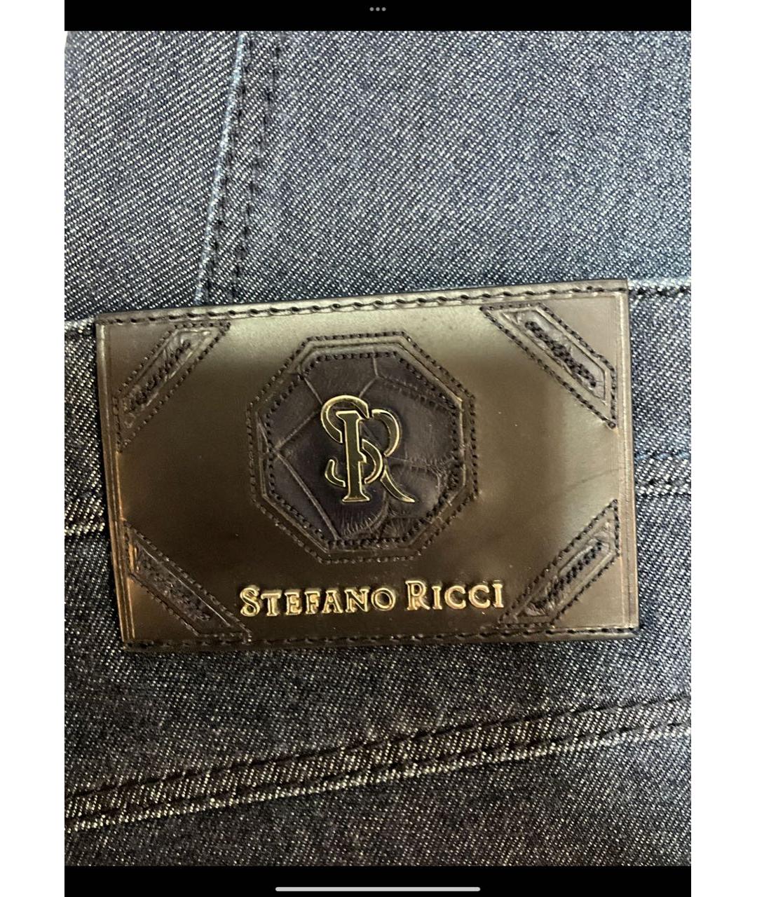 STEFANO RICCI Темно-синие хлопко-эластановые прямые джинсы, фото 8