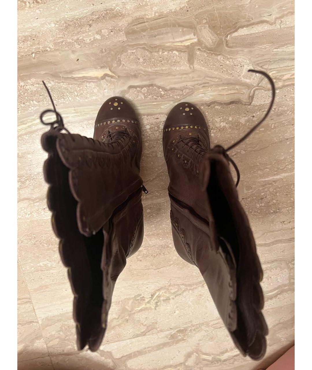 JOHN GALLIANO Коричневые кожаные ботинки, фото 3