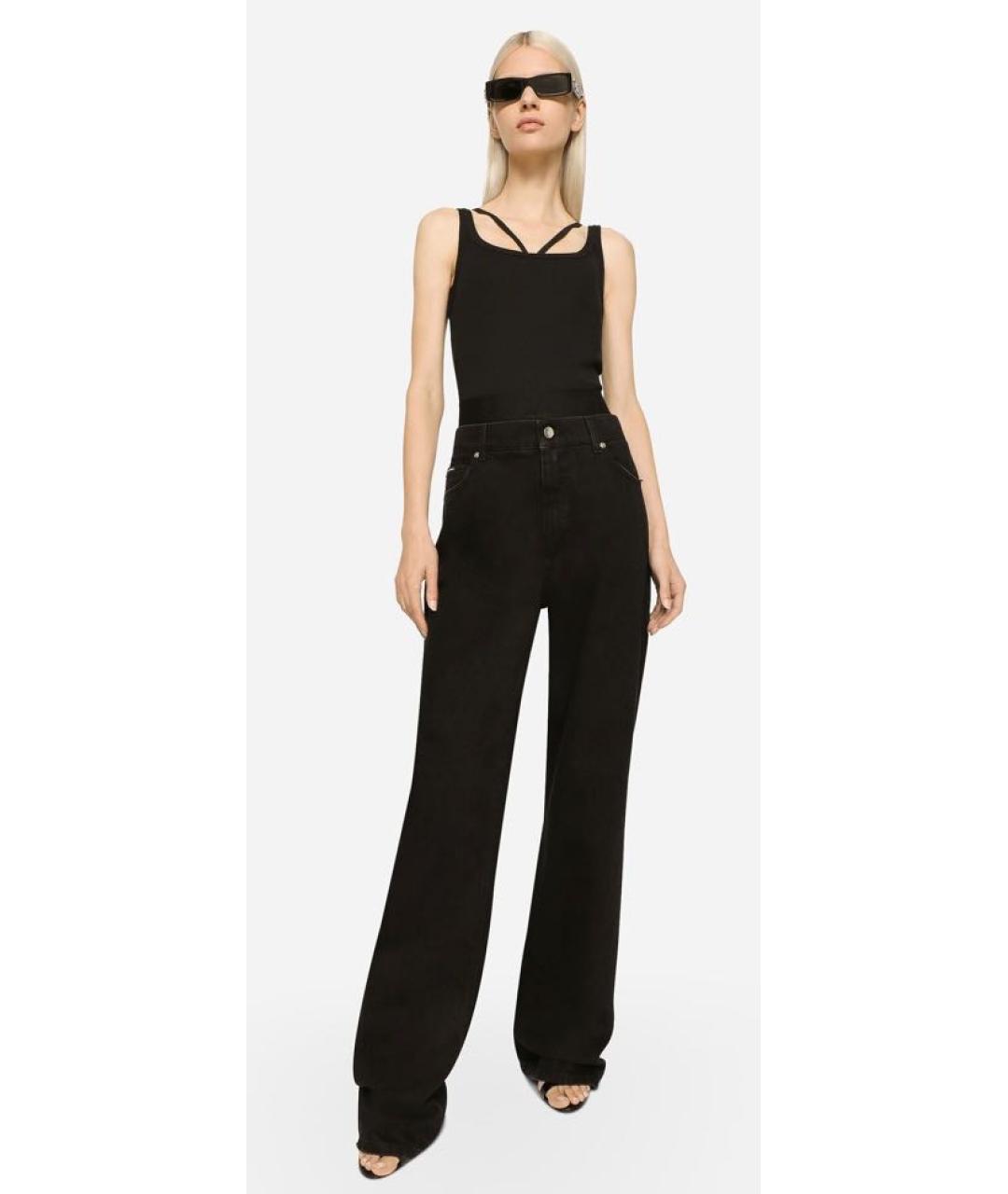 DOLCE&GABBANA Черные хлопковые прямые джинсы, фото 3