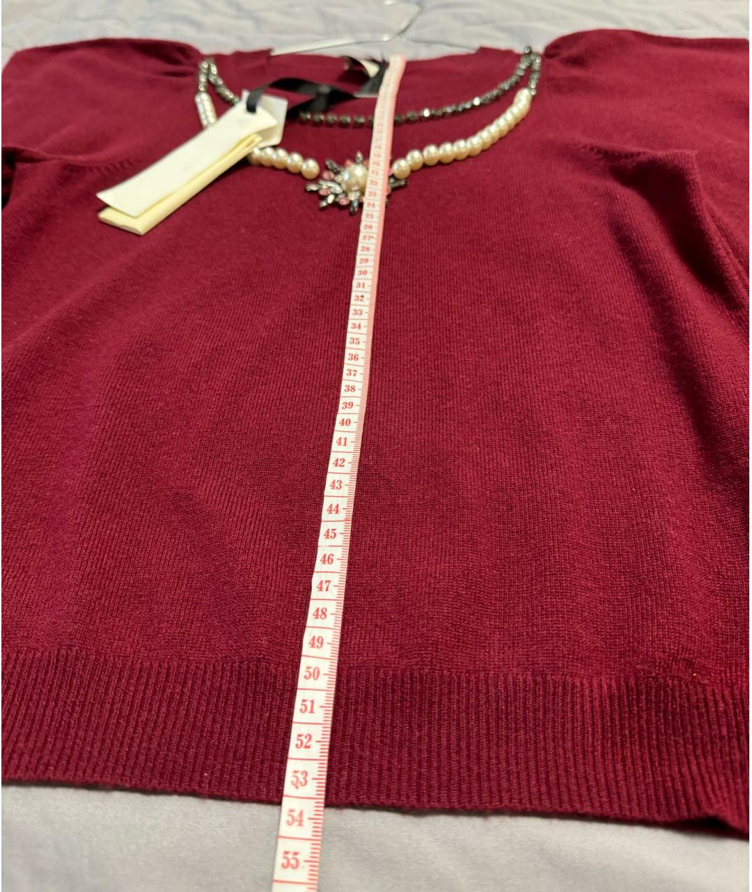 MAJE Бордовый шерстяной джемпер / свитер, фото 8