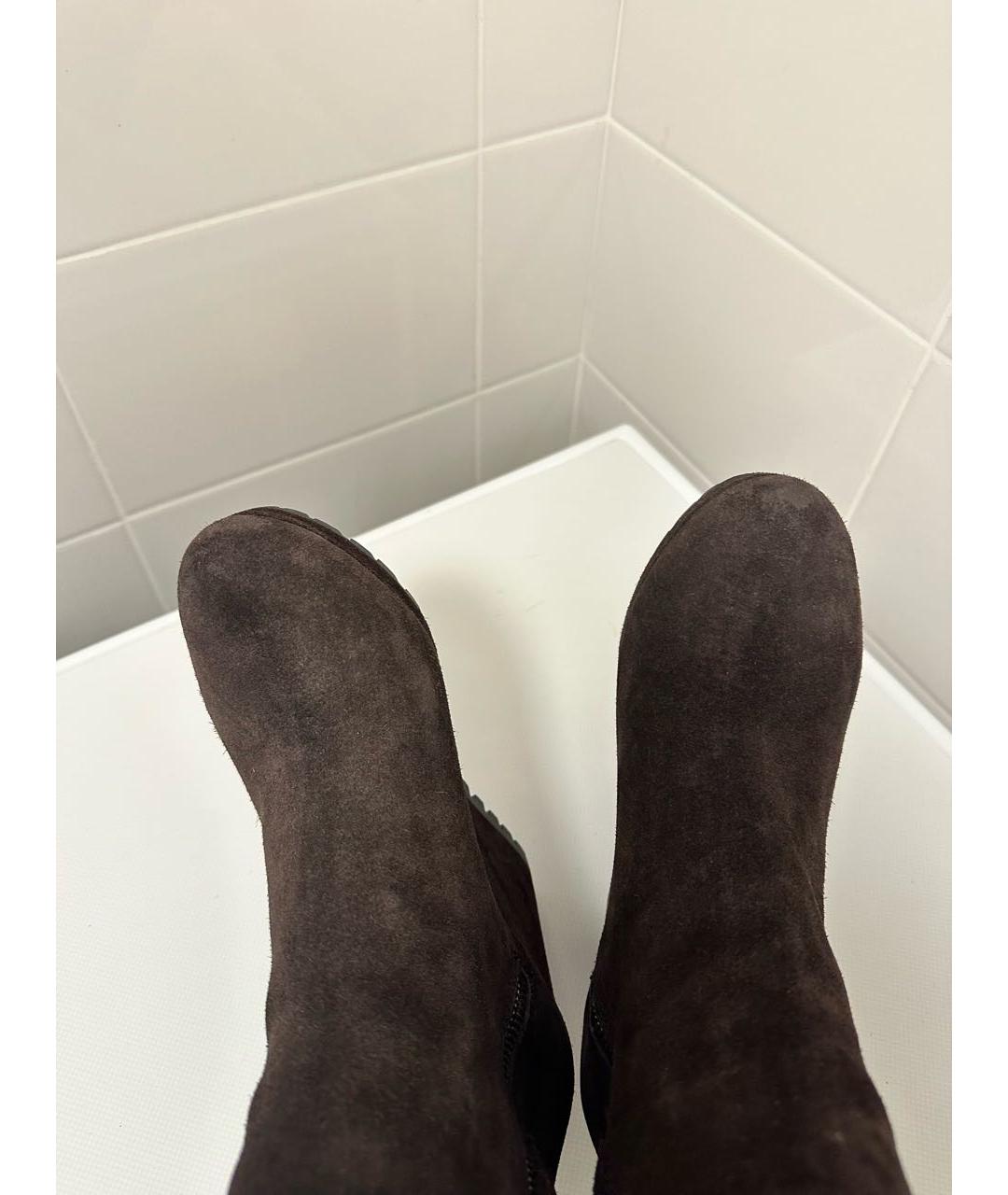 PRADA Коричневые замшевые сапоги, фото 4