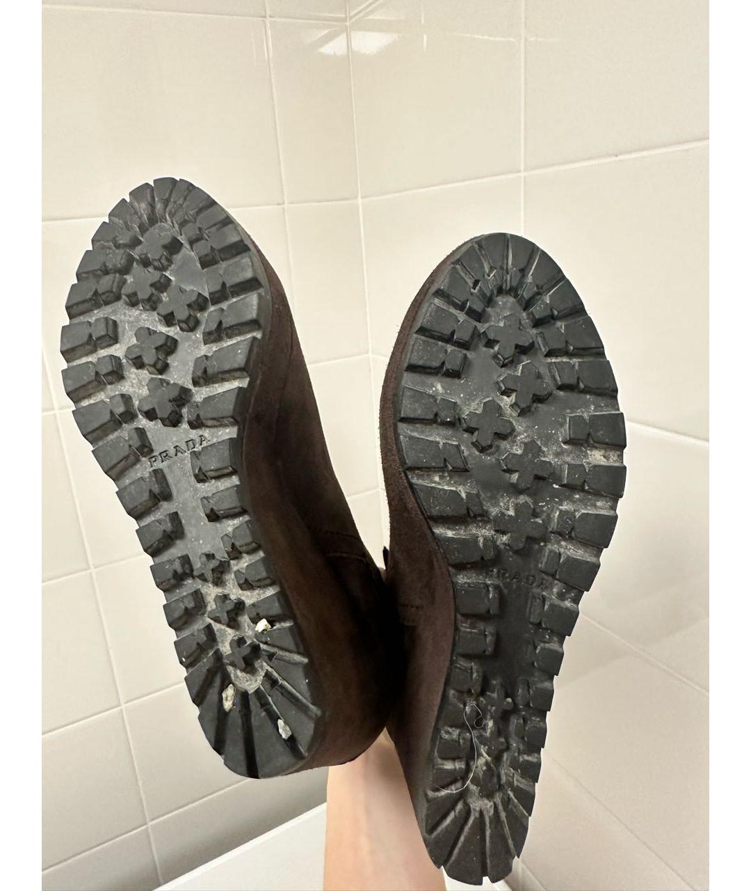 PRADA Коричневые замшевые сапоги, фото 5