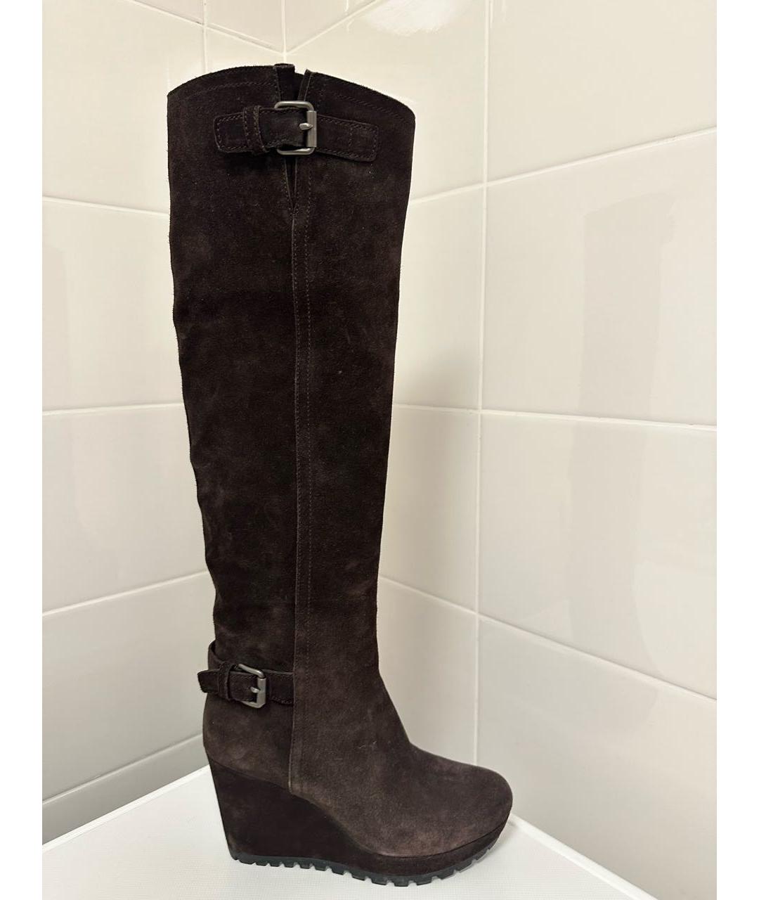 PRADA Коричневые замшевые сапоги, фото 9