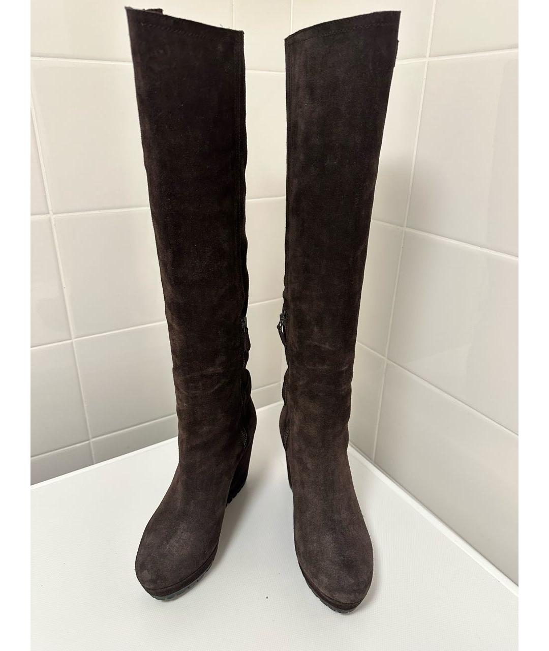 PRADA Коричневые замшевые сапоги, фото 2