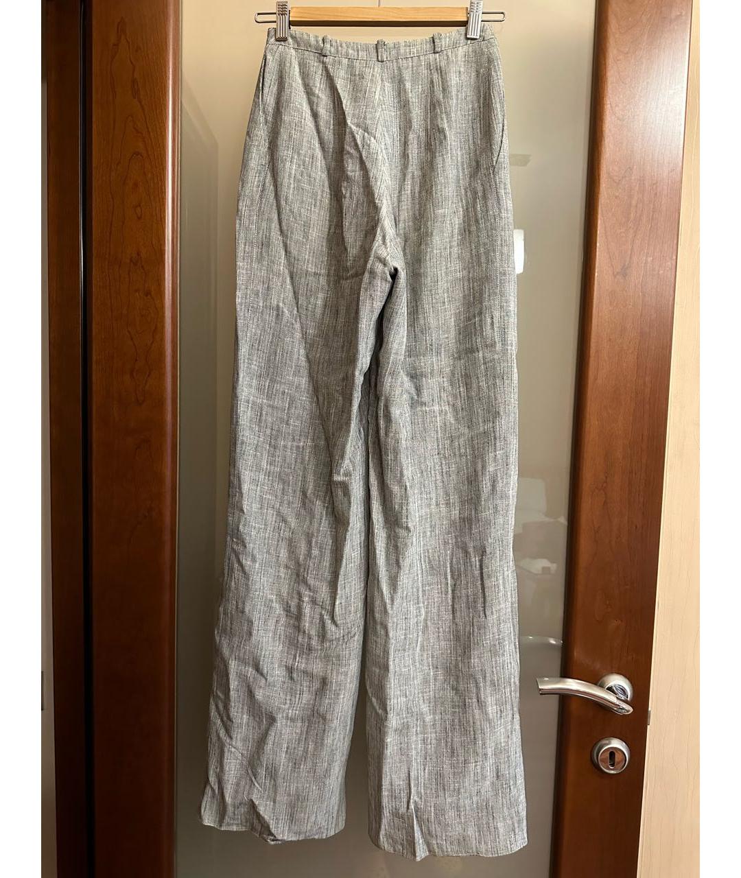 SALVATORE FERRAGAMO Серые льняные брюки широкие, фото 2