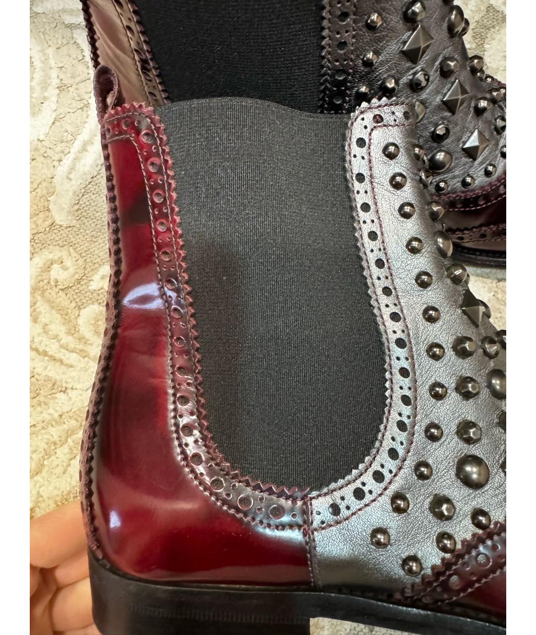 DOLCE&GABBANA Бордовые кожаные ботинки, фото 8
