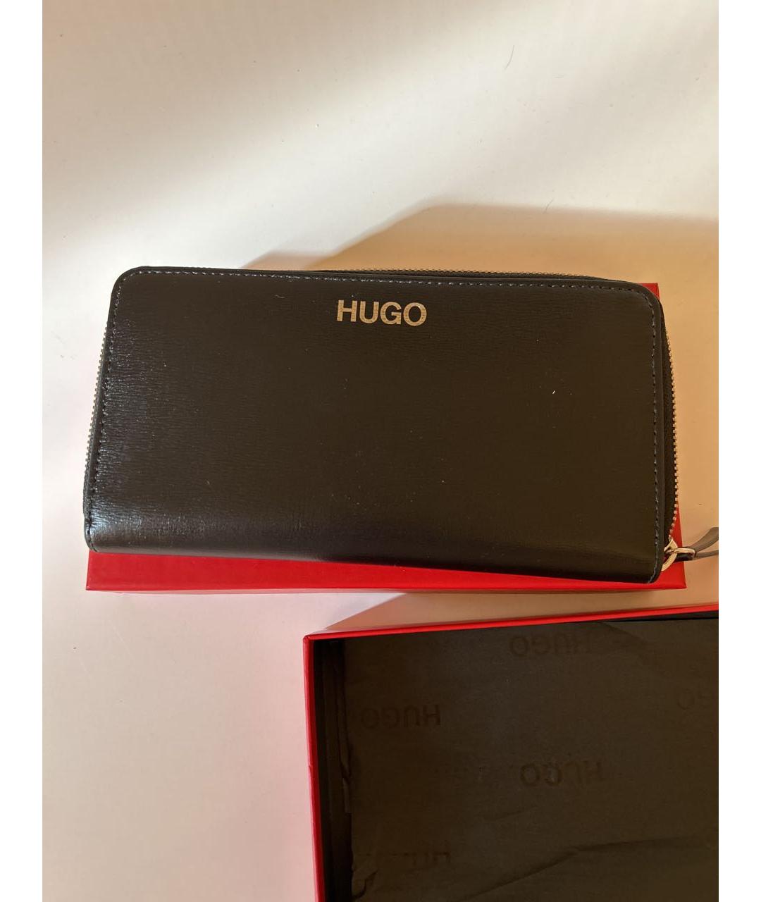 HUGO BOSS Черный кожаный кошелек, фото 7