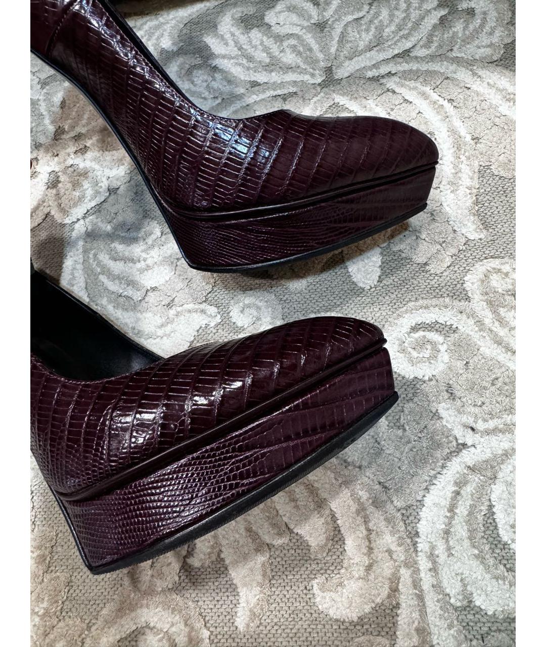 SAINT LAURENT Бордовые кожаные туфли, фото 5