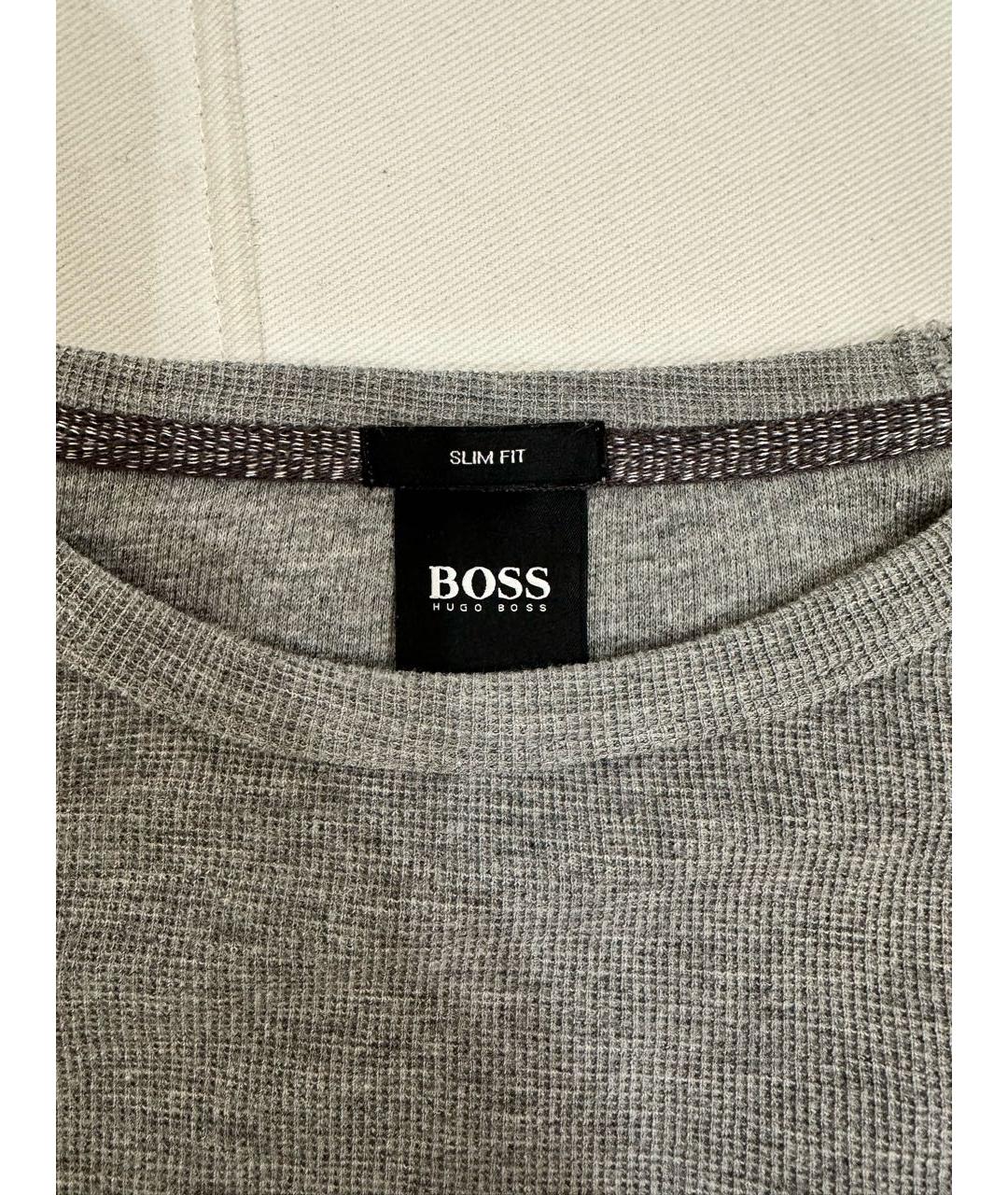 HUGO BOSS Серый хлопковый джемпер / свитер, фото 7