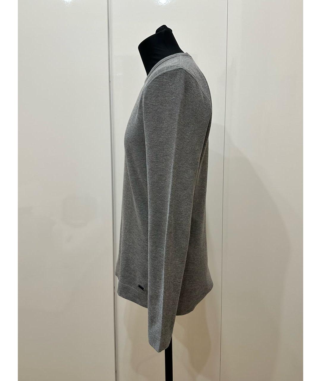 HUGO BOSS Серый хлопковый джемпер / свитер, фото 2