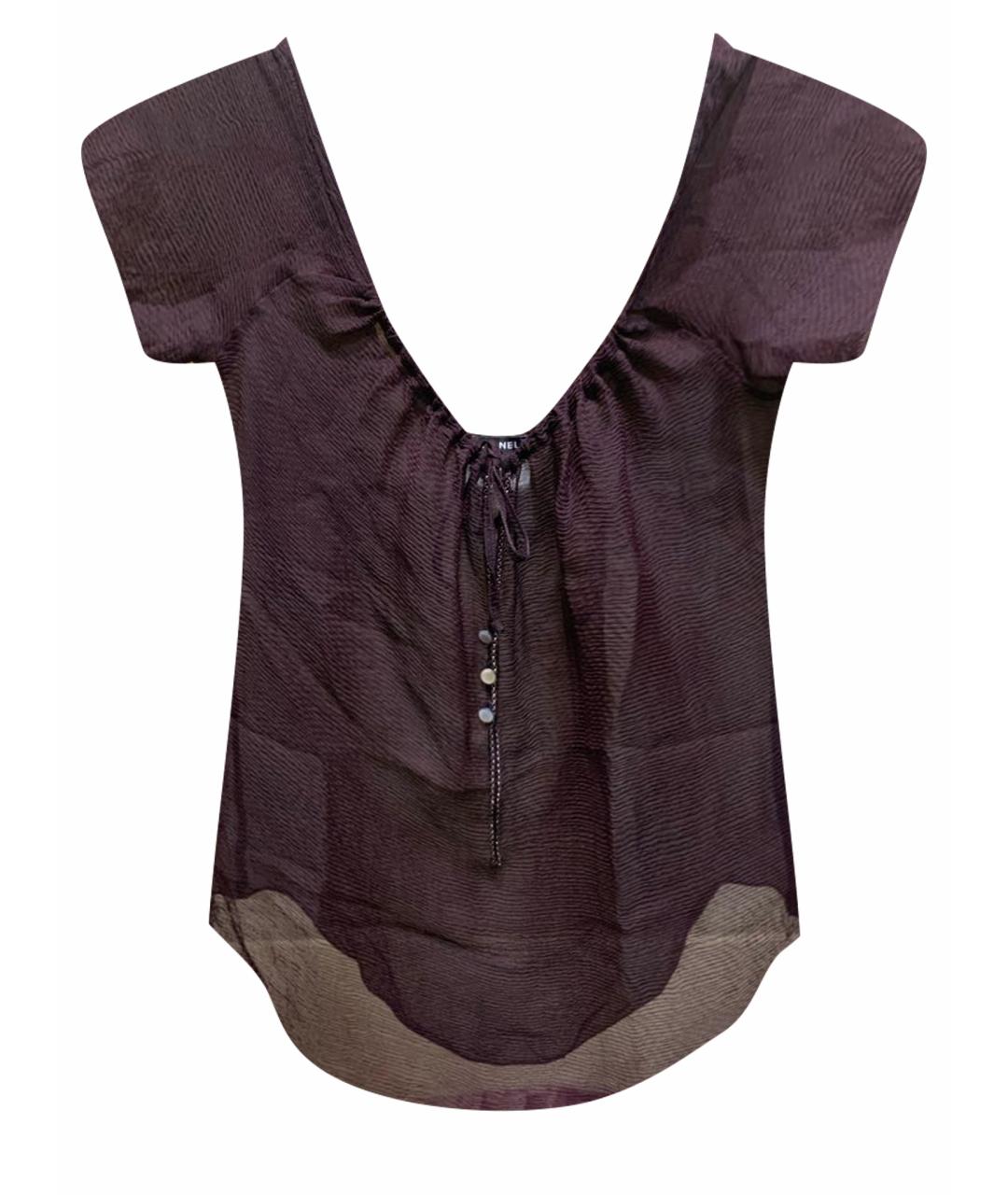 CHANEL PRE-OWNED Бордовая шелковая блузы, фото 1