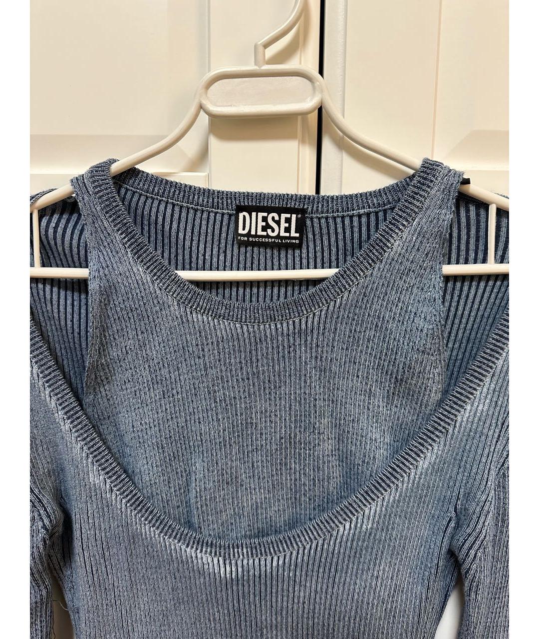 DIESEL Голубое хлопковое повседневное платье, фото 4
