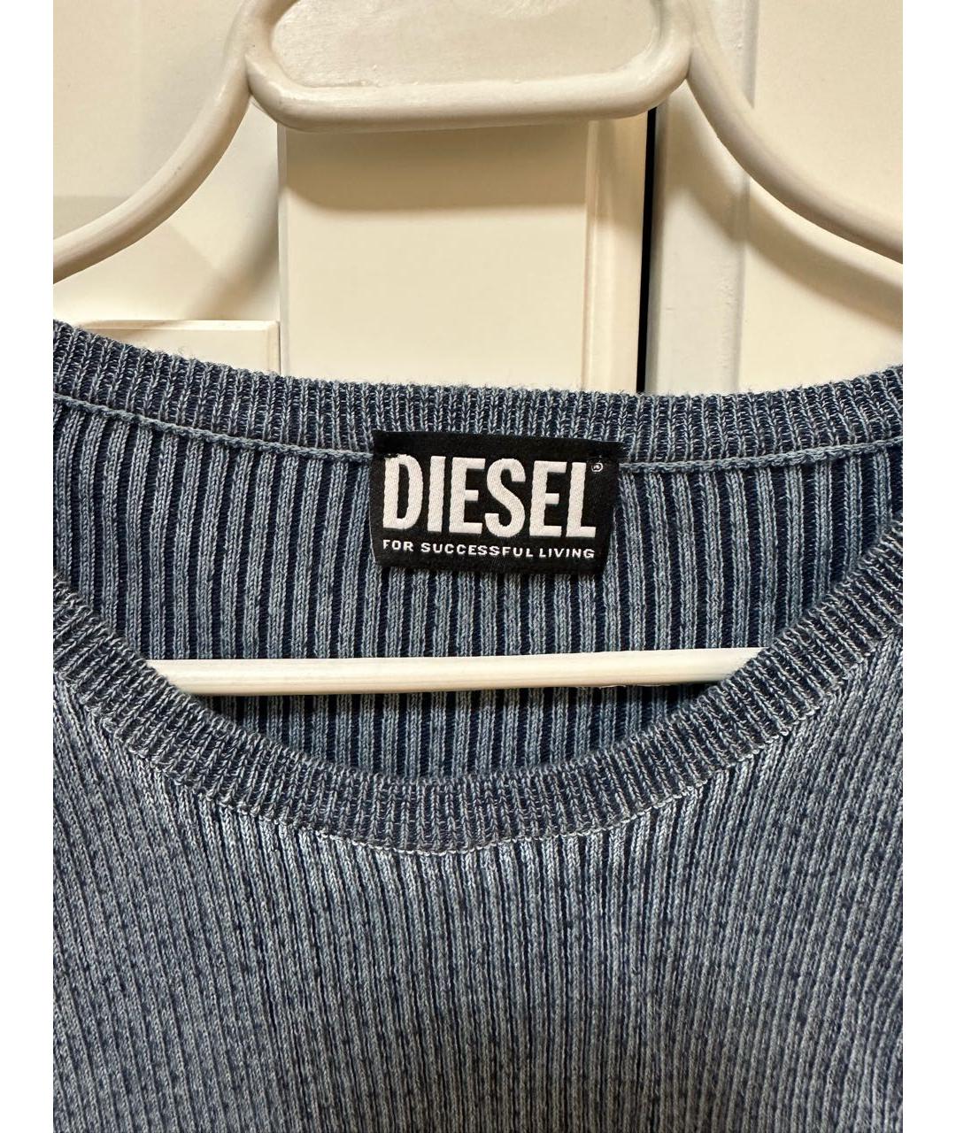 DIESEL Голубое хлопковое повседневное платье, фото 3