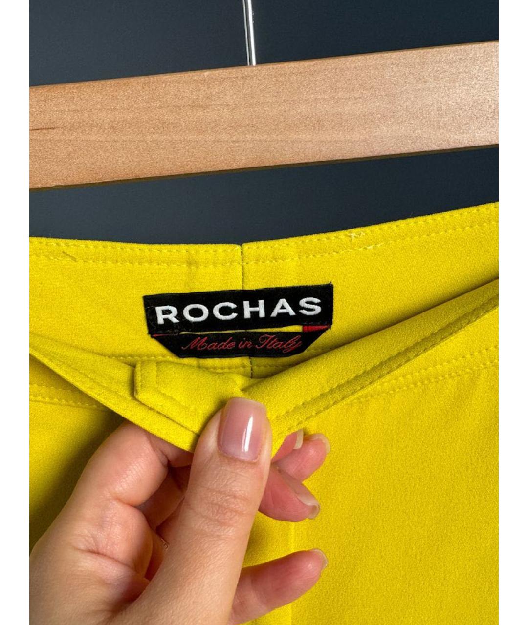 ROCHAS Желтые вискозные прямые брюки, фото 3