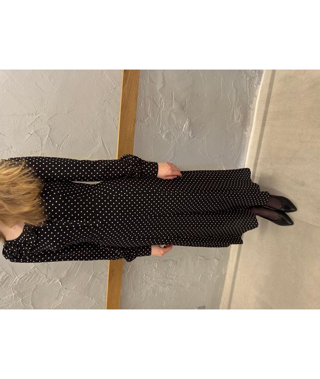 ALESSANDRA RICH Черное шелковое повседневное платье, фото 3