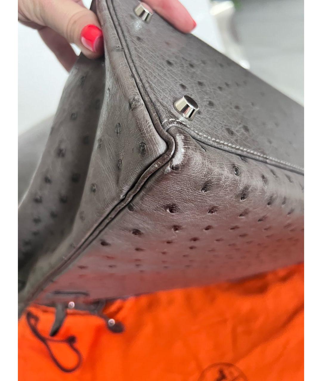 HERMES PRE-OWNED Антрацитовая сумка с короткими ручками из экзотической кожи, фото 6