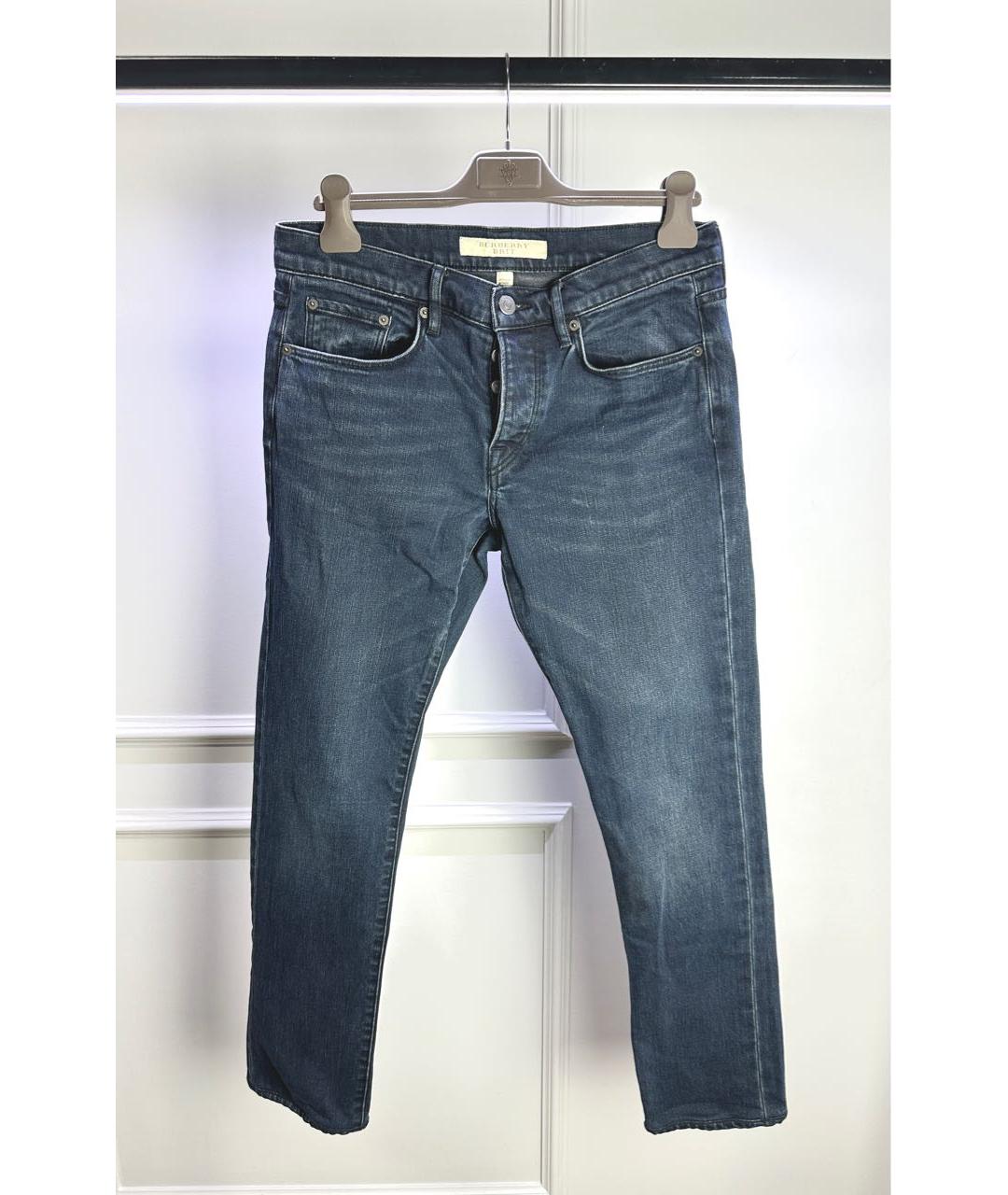 BURBERRY Темно-синие хлопковые прямые джинсы, фото 7