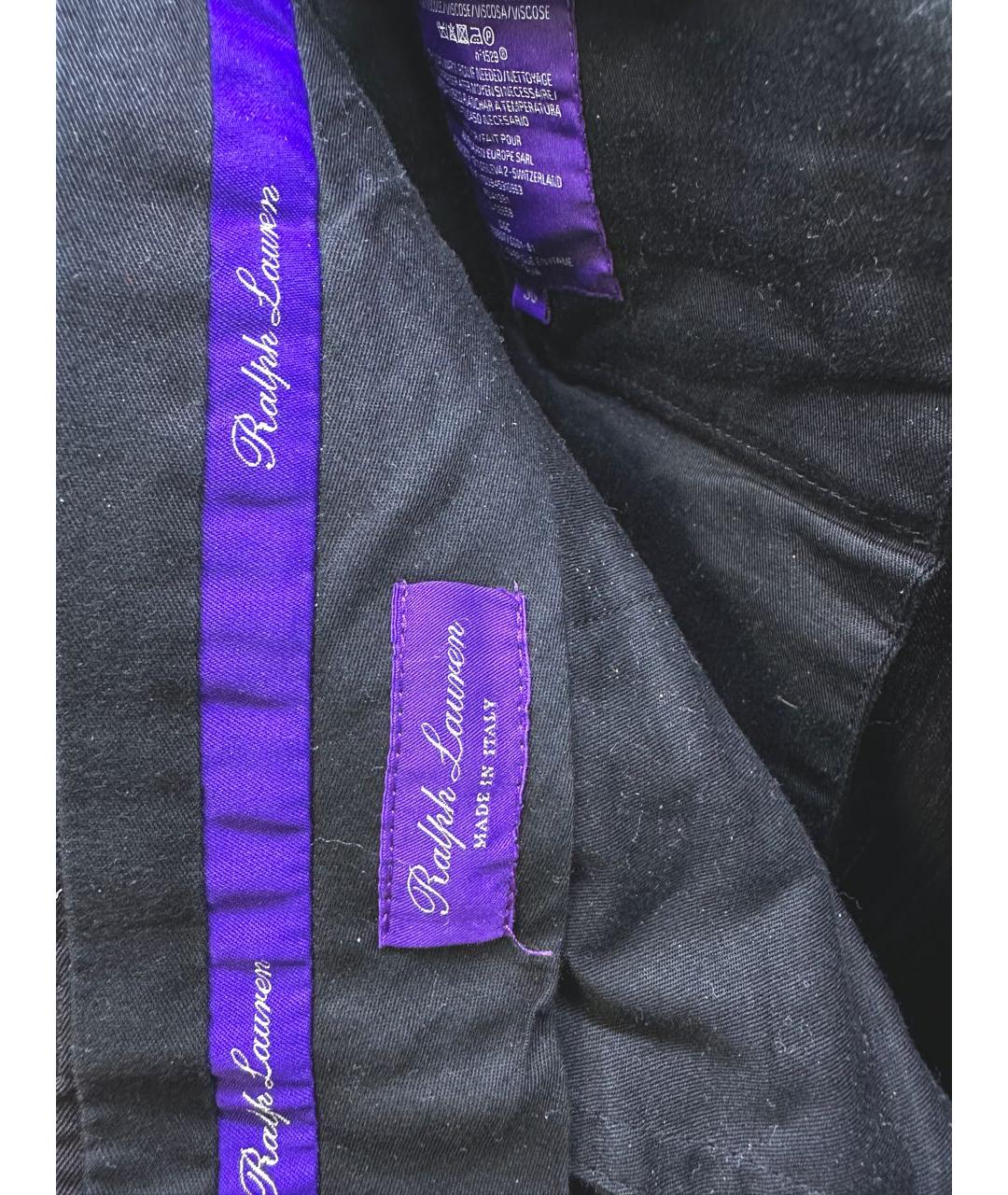 RALPH LAUREN PURPLE LABEL Черные шерстяные классические брюки, фото 2