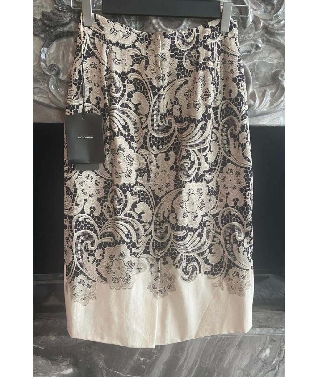 DOLCE&GABBANA Бежевая вискозная юбка миди, фото 3