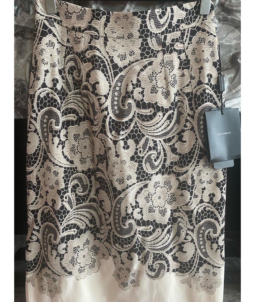 DOLCE&GABBANA Бежевая вискозная юбка миди, фото 2