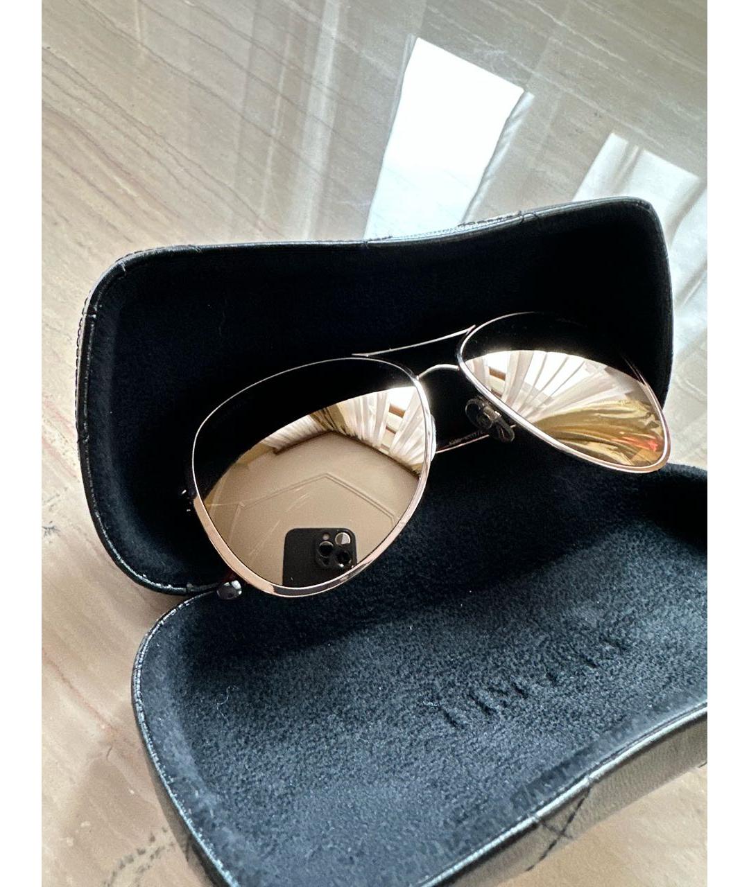 CHANEL Золотые металлические солнцезащитные очки, фото 3