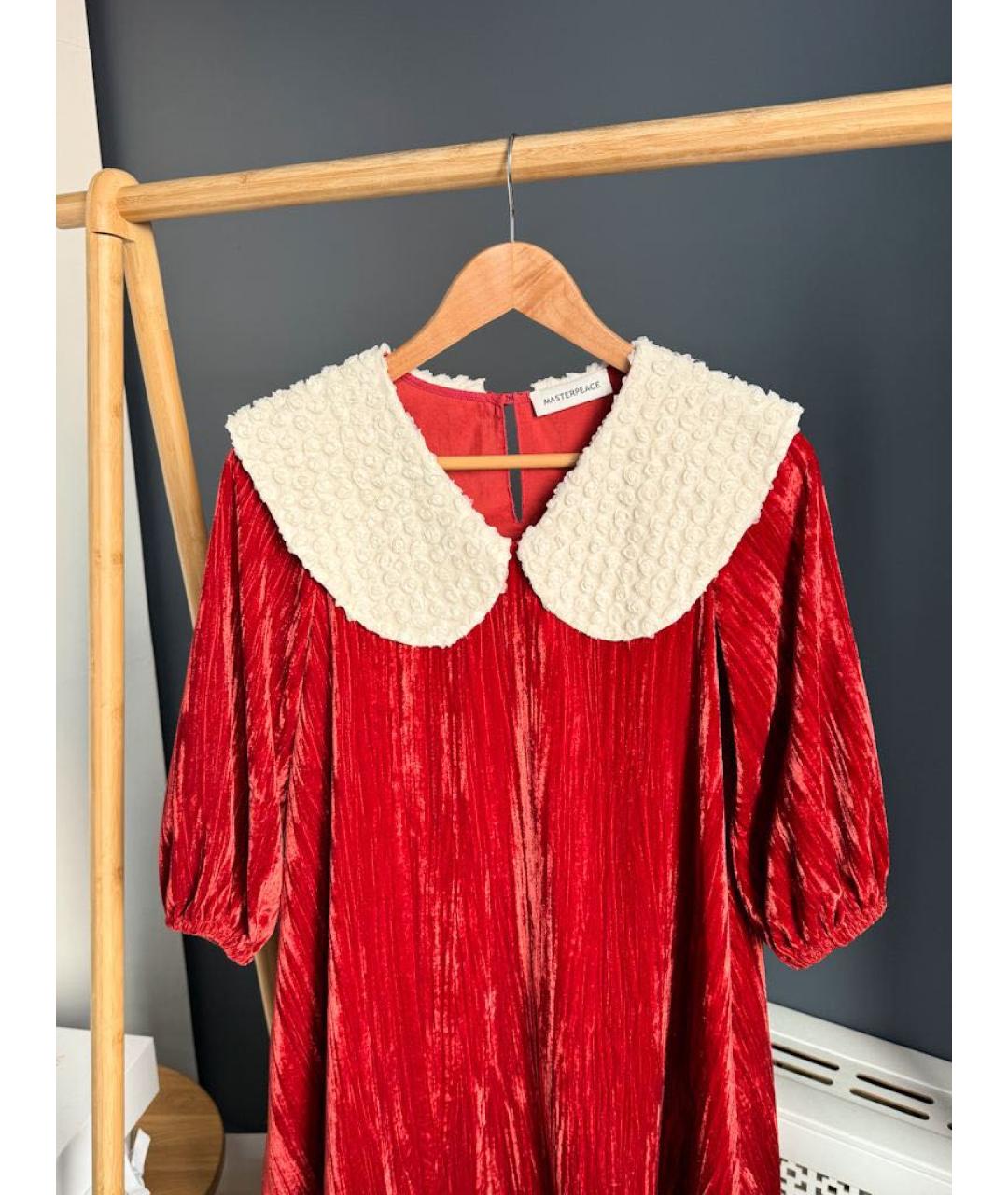 MASTERPEACE Красное бархатное повседневное платье, фото 3