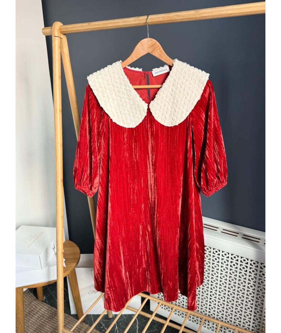 MASTERPEACE Красное бархатное повседневное платье, фото 6