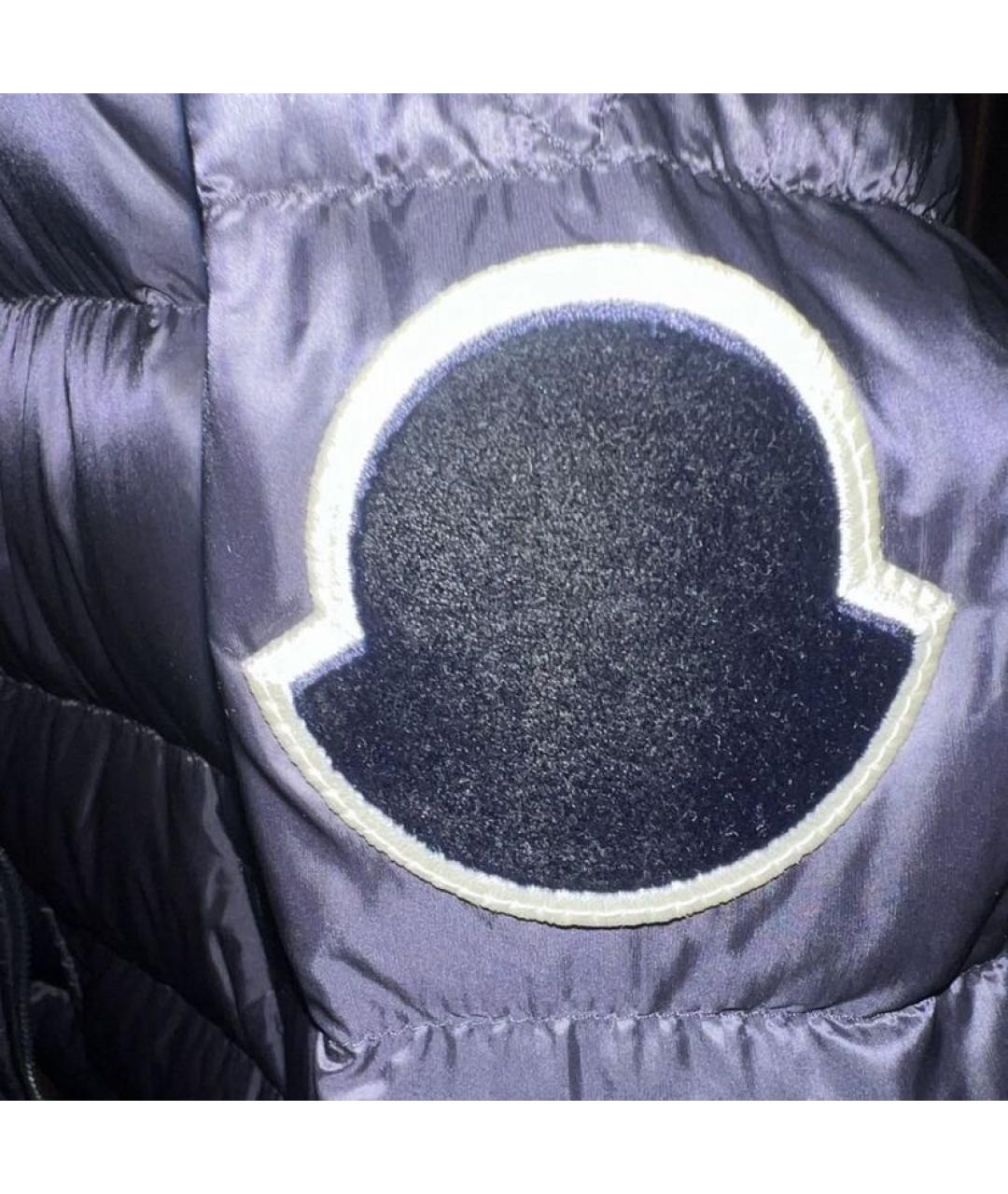 MONCLER Темно-синий полиамидовый пуховик, фото 7