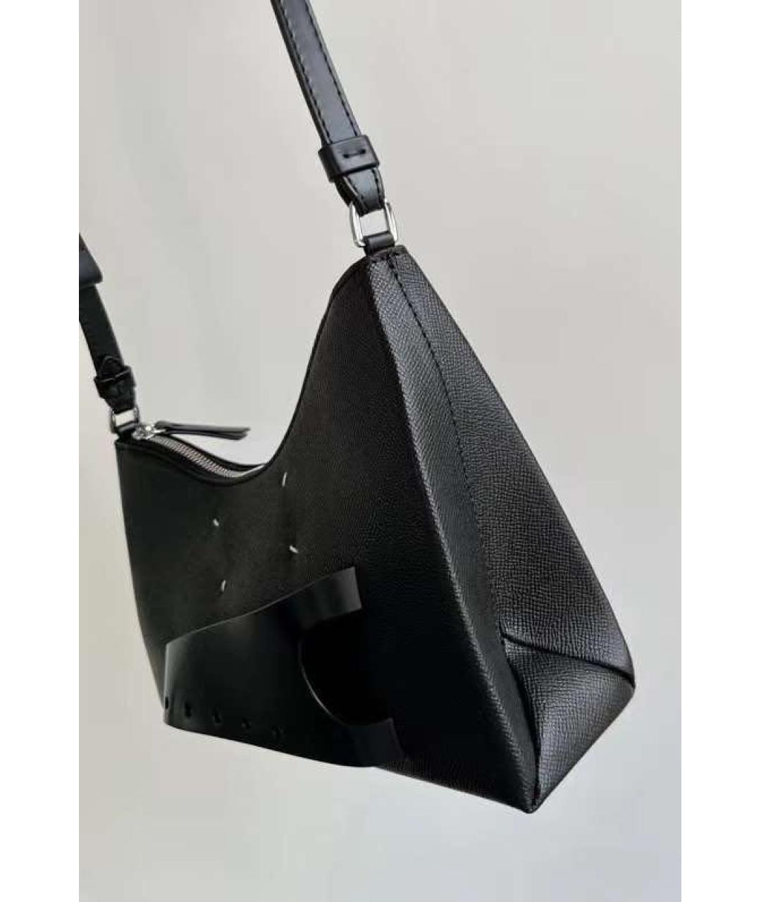 MAISON MARGIELA Черная кожаная сумка с короткими ручками, фото 5