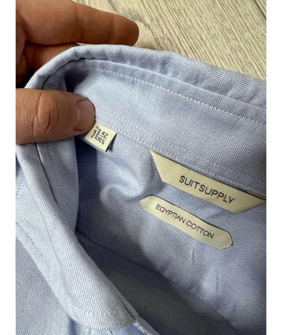 SUITSUPPLY Голубая хлопковая классическая рубашка, фото 6