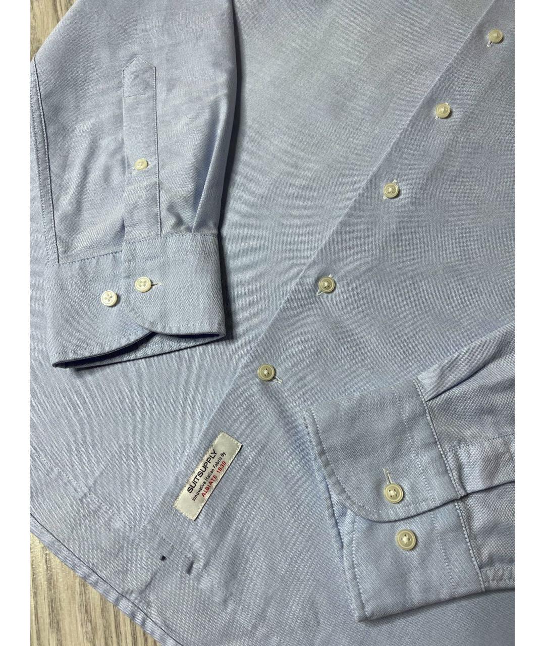 SUITSUPPLY Голубая хлопковая классическая рубашка, фото 4