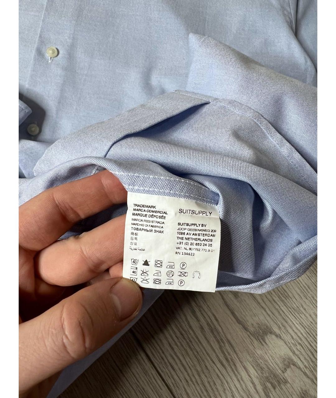 SUITSUPPLY Голубая хлопковая классическая рубашка, фото 7