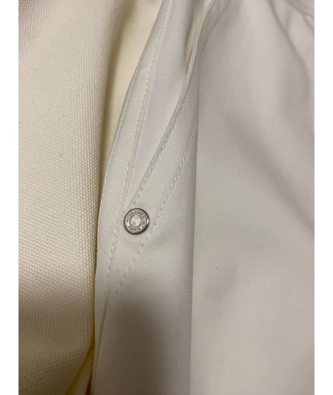 HERMES Белые хлопко-эластановые прямые брюки, фото 4