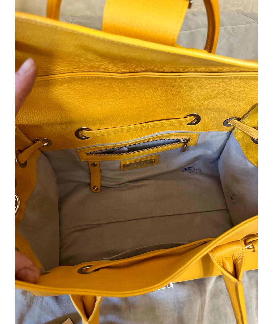 JIMMY CHOO Желтая кожаная сумка с короткими ручками, фото 5