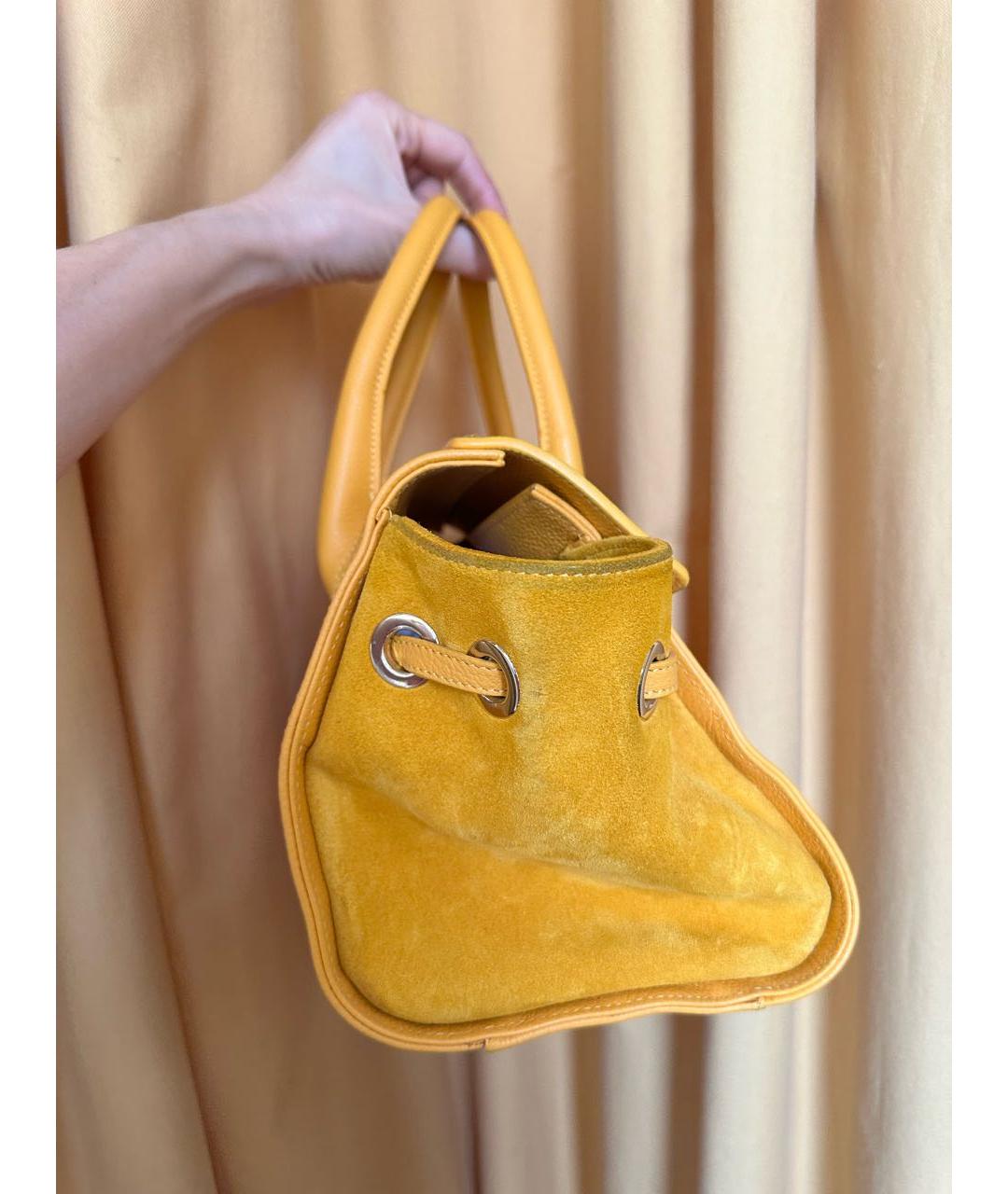JIMMY CHOO Желтая кожаная сумка с короткими ручками, фото 3