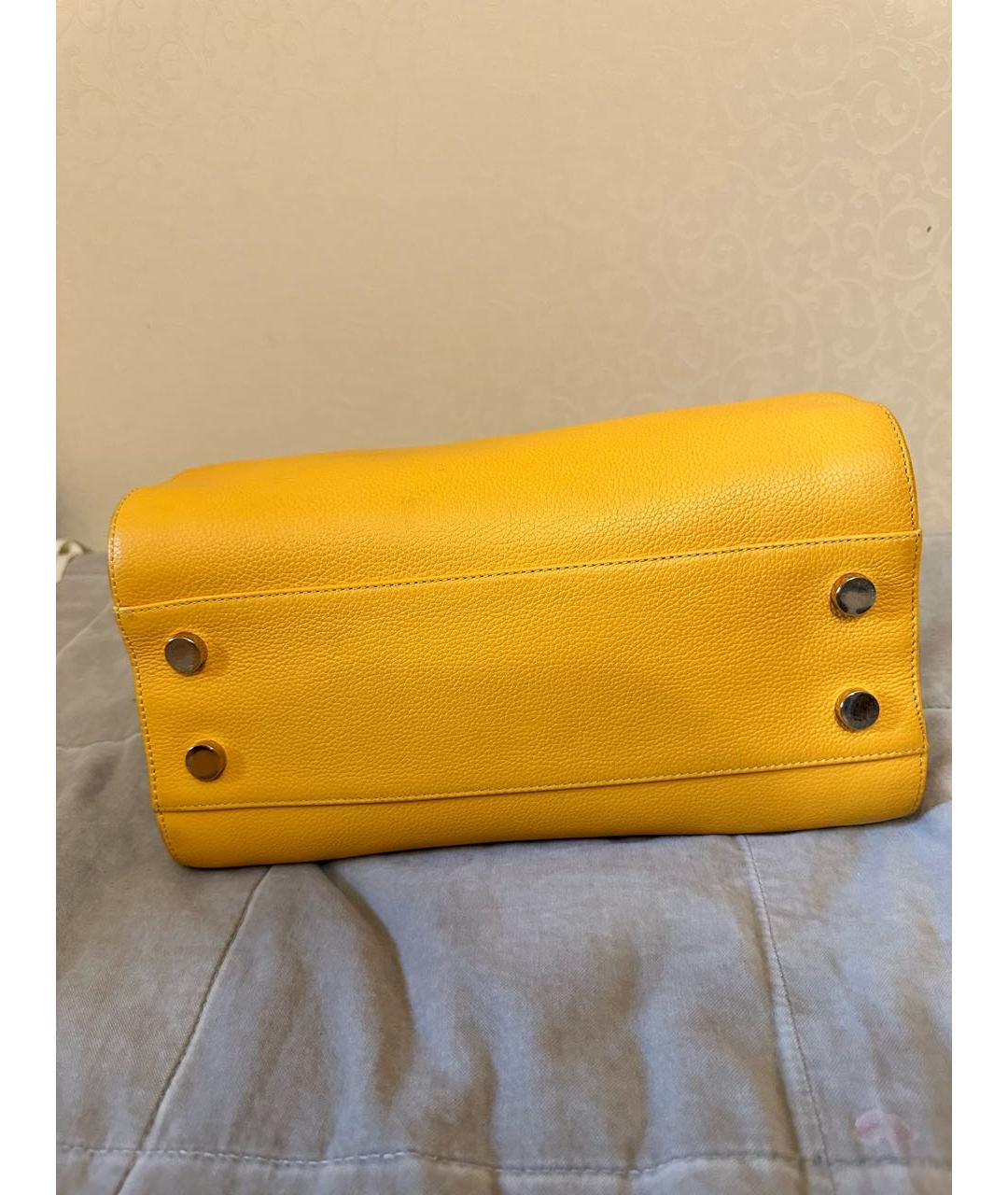 JIMMY CHOO Желтая кожаная сумка с короткими ручками, фото 8