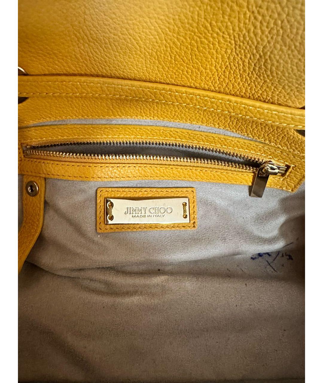 JIMMY CHOO Желтая кожаная сумка с короткими ручками, фото 9