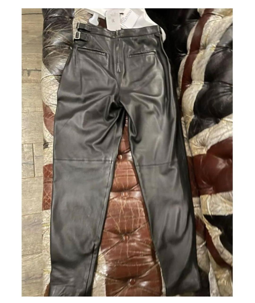 RED VALENTINO Черные кожаные брюки узкие, фото 6