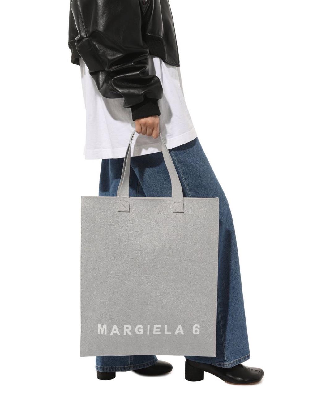 MM6 MAISON MARGIELA Серебряная синтетическая сумка тоут, фото 4