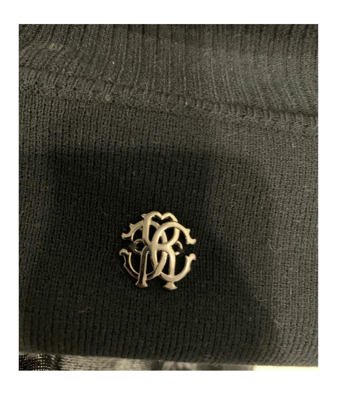 ROBERTO CAVALLI Черное хлопко-эластановое повседневное платье, фото 3