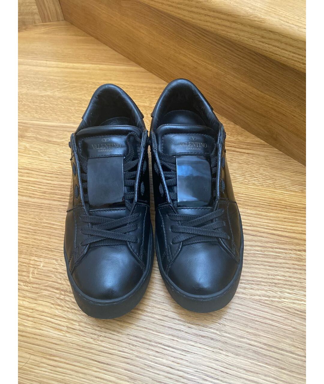 VALENTINO Черные кожаные кроссовки, фото 2