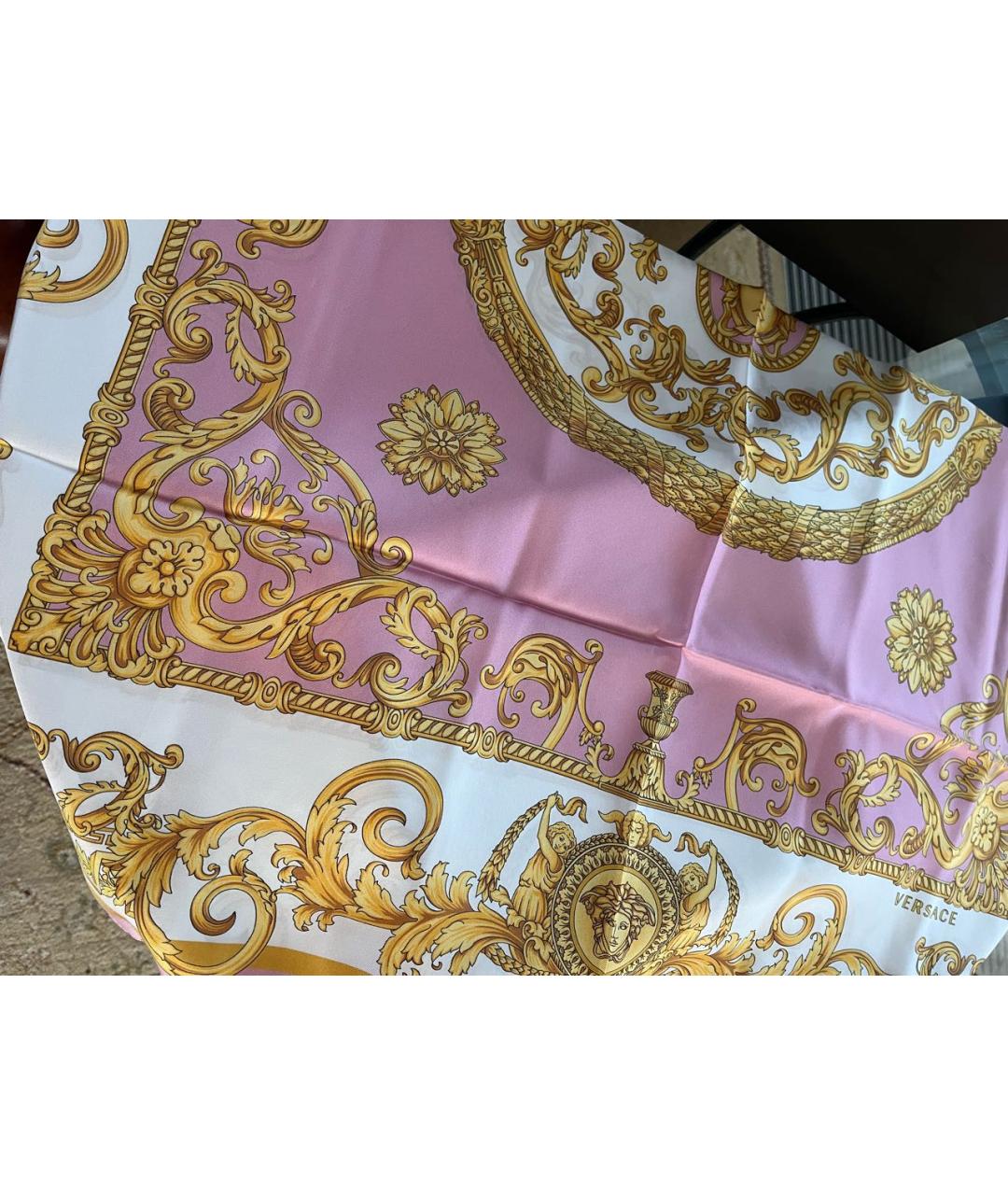 VERSACE Розовый шелковый платок, фото 3