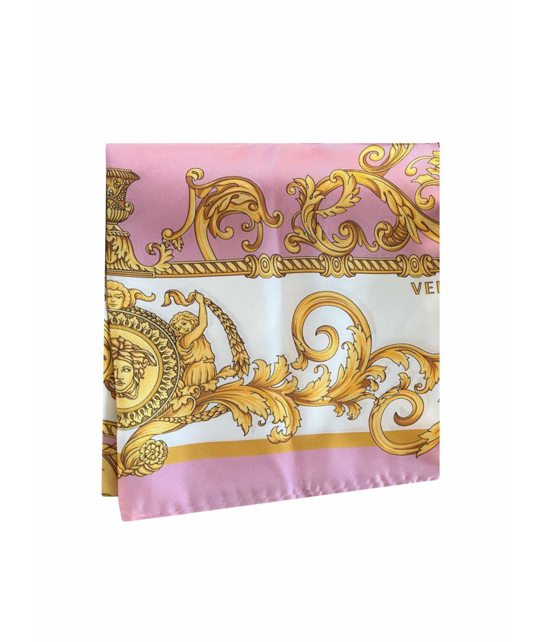 VERSACE Розовый шелковый платок, фото 1