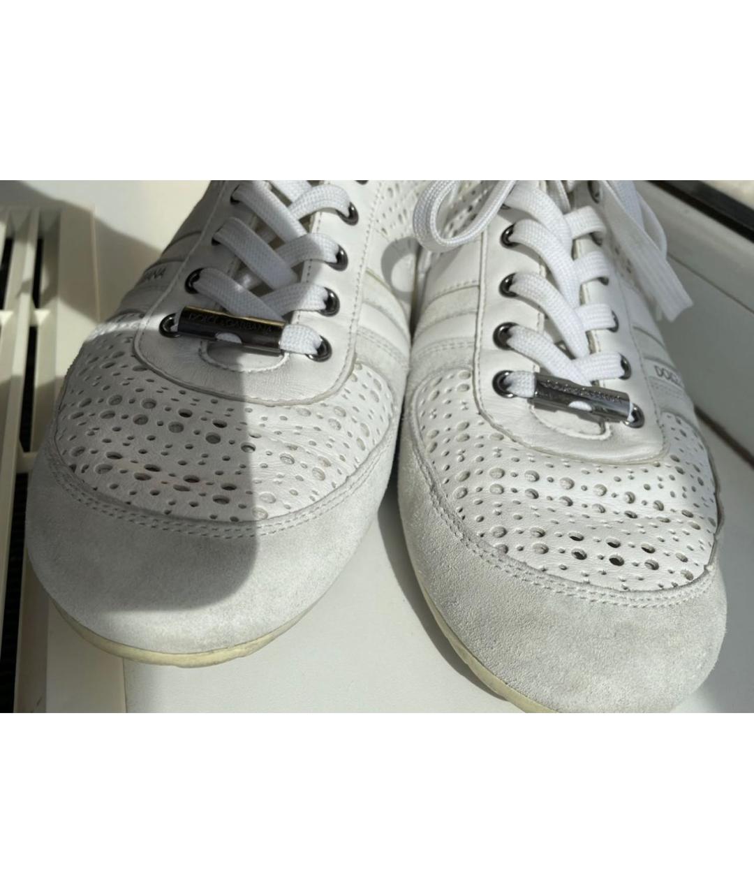 DOLCE&GABBANA Белые кожаные низкие кроссовки / кеды, фото 3